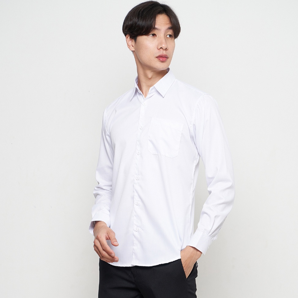 Menarik Parayu  Kemeja Putih Pria Basic Formal Untuk Jas Blazer Kantoran Lengan Panjang