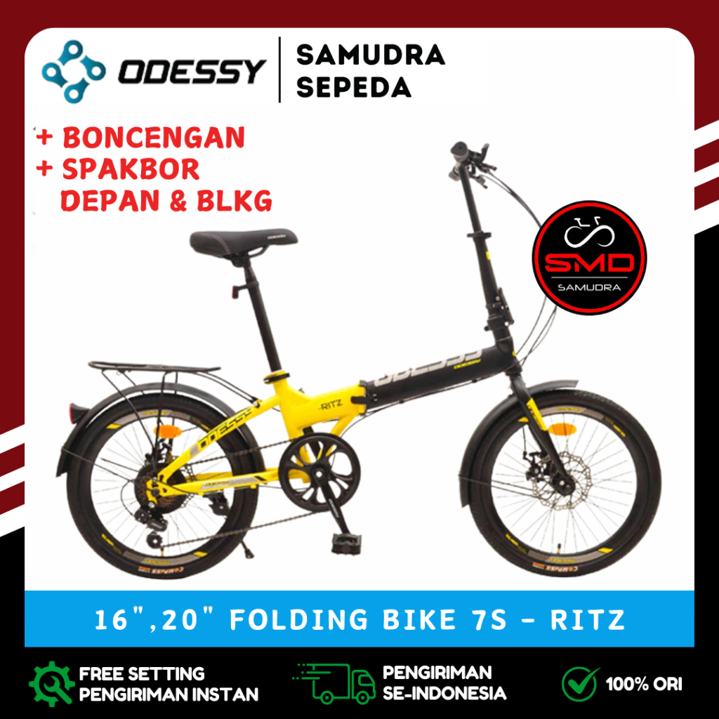 Sepeda Lipat Anak dan Dewasa 20 Inch Odessy RITZ 7sp (PAKAI SPAKBOR DAN BONCENGAN) // INTERBIKE IC 2