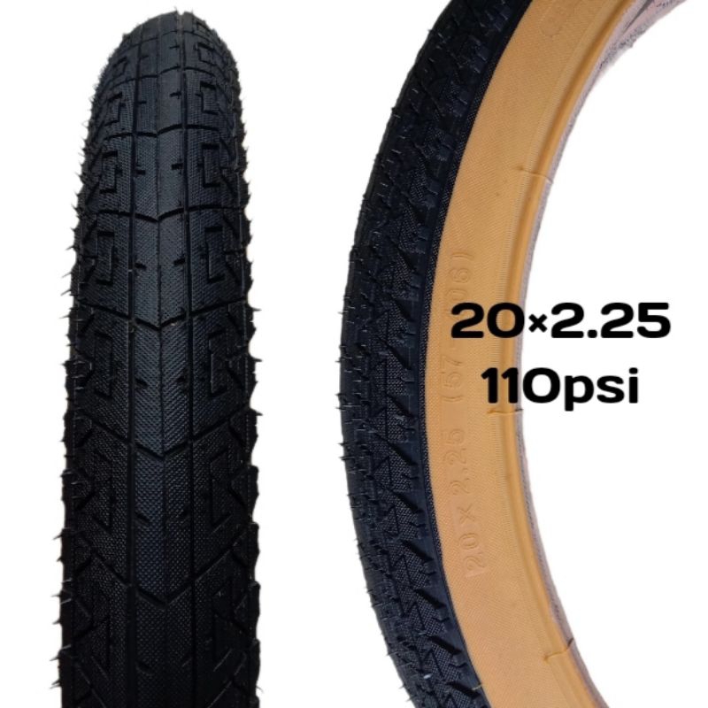 Ban luar sepeda bmx 20 × 2.25 110psi hitam 20inch