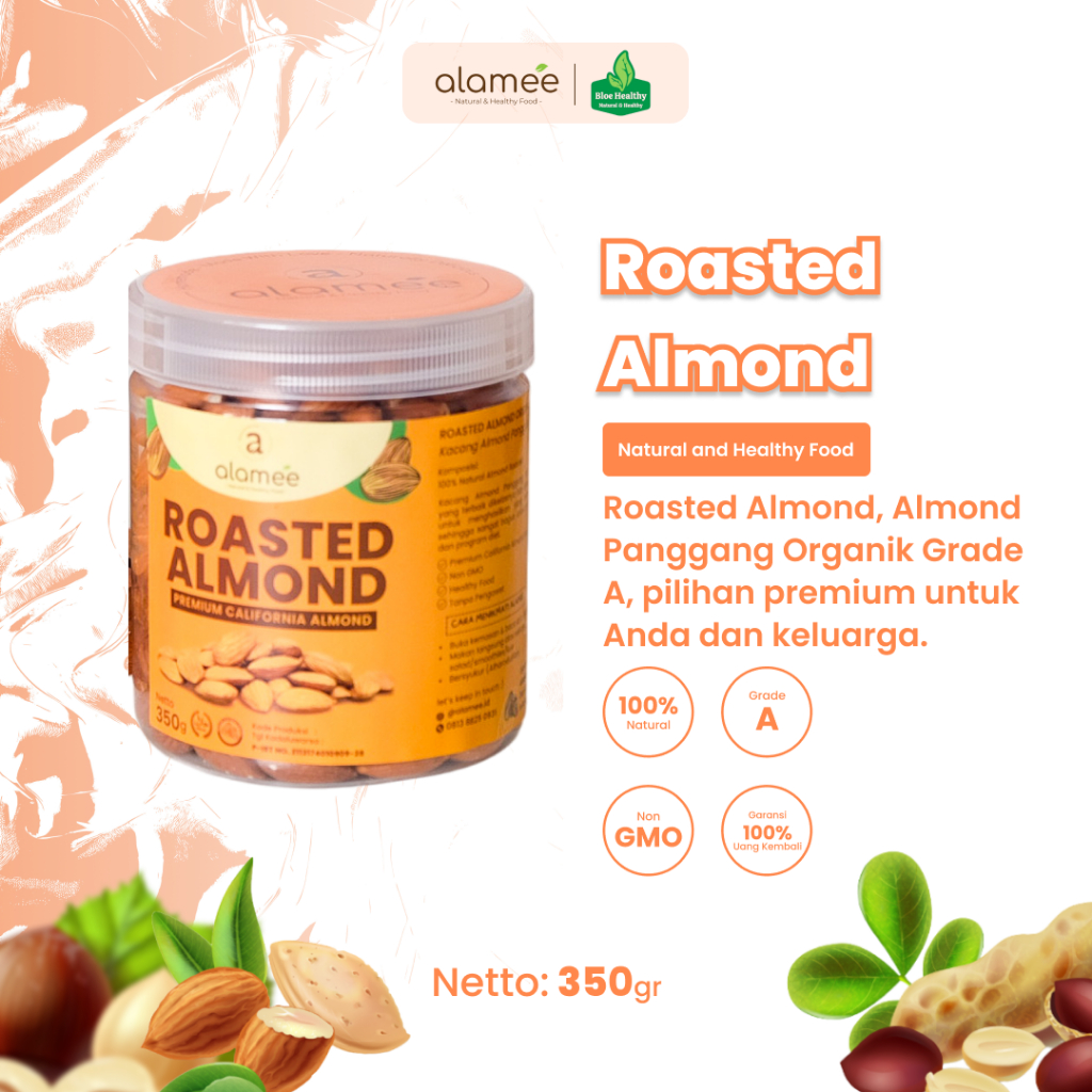 

ALAMEE Kacang Almond Panggang Natural Roasted Almon Grade A 350 Gram