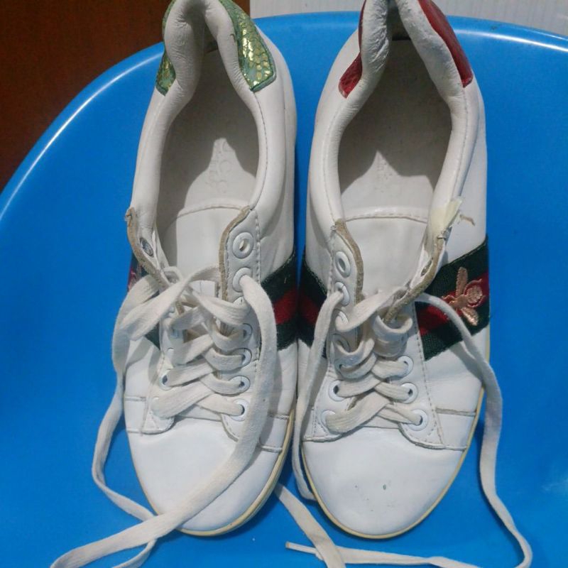 Sepatu wanita/ perempuan tali merk Gucci italy warna putih size 35