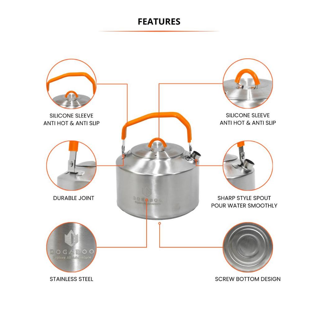 Teko BOGABOO kapasitas 1500 ml / 1,5 L - Ketel Teko Camping - Ceret Hiking Outdoor - Teko Outdoor Ce