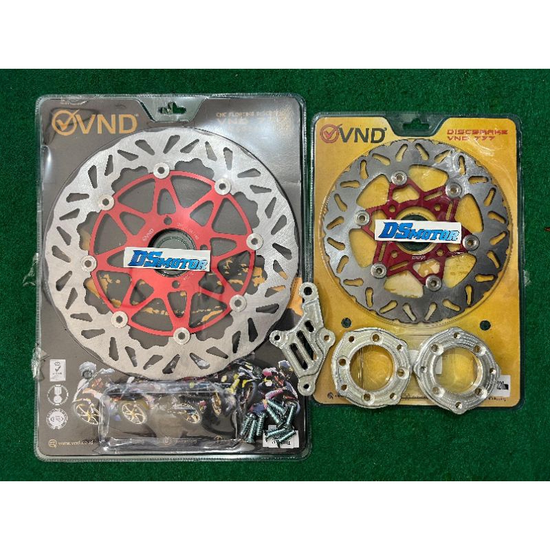 paket disc piringan cakram depan belakang VND RACING PNP SUZUKI SATRIA 2TAK HIU LUMBA 2T SET ADAPTOR