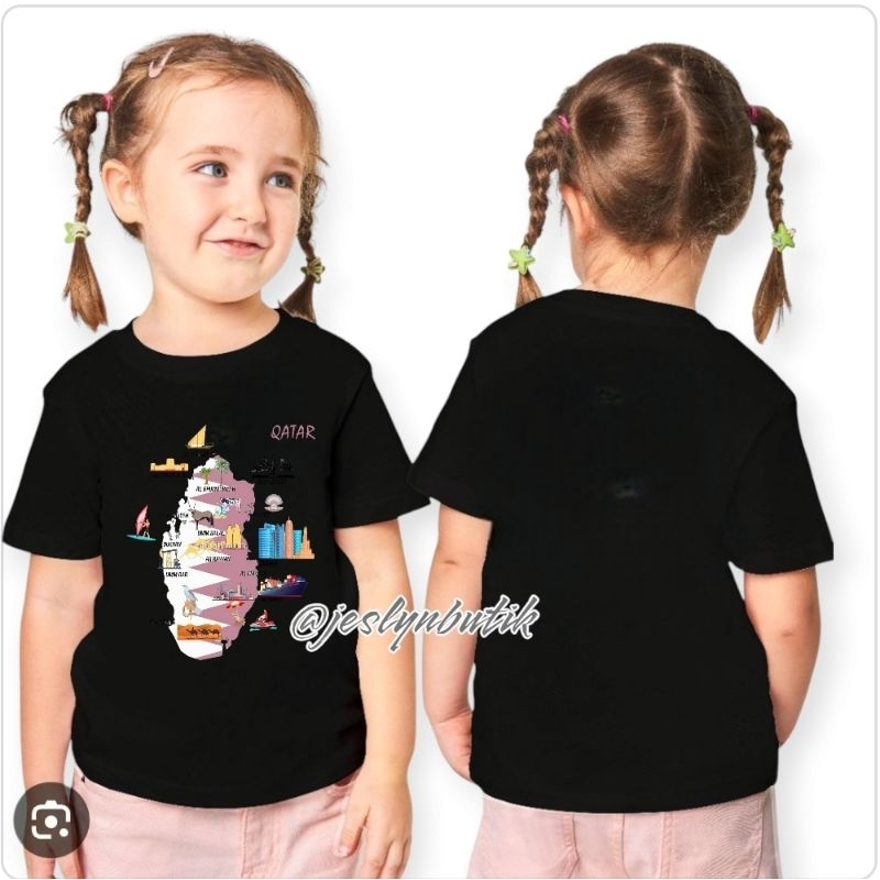 kaos anak anak QATAR peta icon bisa couple dewasa baju souvenir Qatar 0001