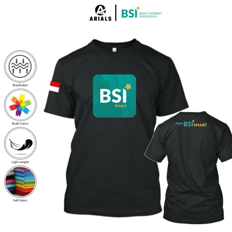 KAOS SHIRT/ KAOS OBLONG BSI SMART/ AGEN BSI SMART TERBARU KEREN SIMPLE COCOK UTK SEMUA KALANGAN