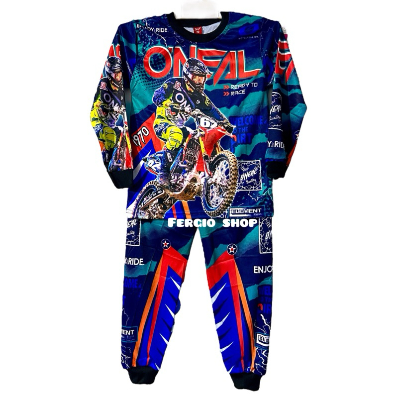 Baju balap anak laki-laki/ stelan baju motorcross anak/ baju motorcross anak termurah/ baju balap an