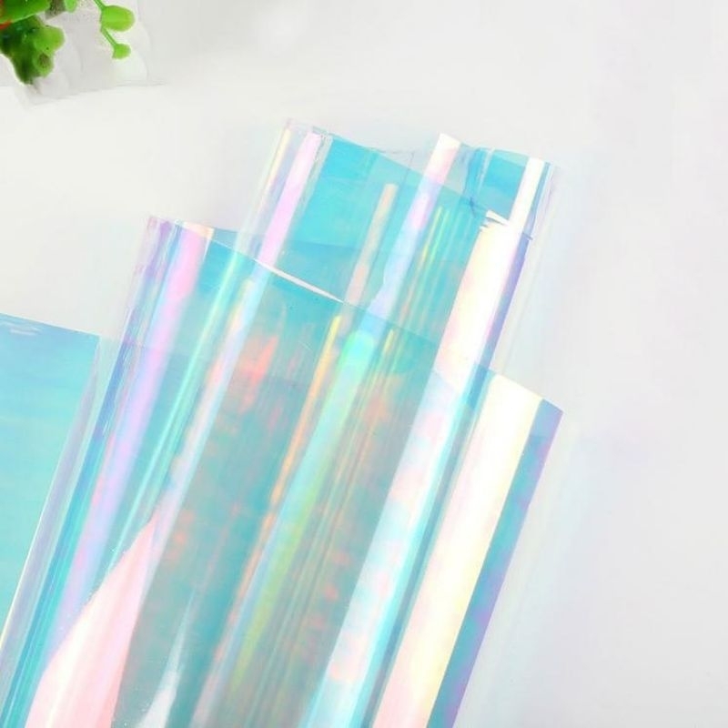 

Kertas buket bening transparn | Kertas Cello Hologram| isi 5 Lembar | uk 56×50cm