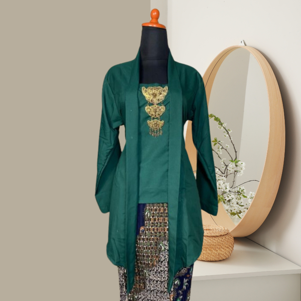 Kebaya Kutubaru Modern Polos Katun Premium