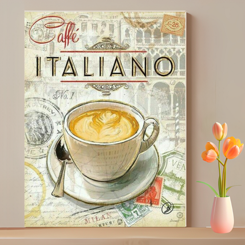 Poster Gambar Secangkir Kopi Hiasan Dinding Bahan MDF Gb9