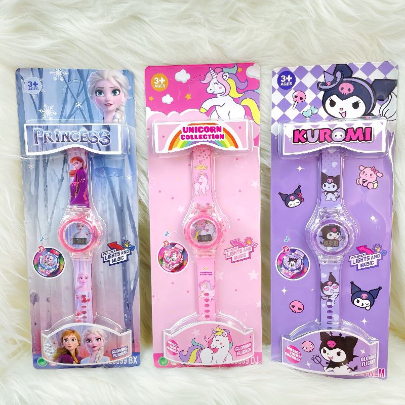 Jam Tangan Anak Karakter Sanrio Musik Lampu LED Digital Watch Jam Tangan Anak Perempuan Digital Melo