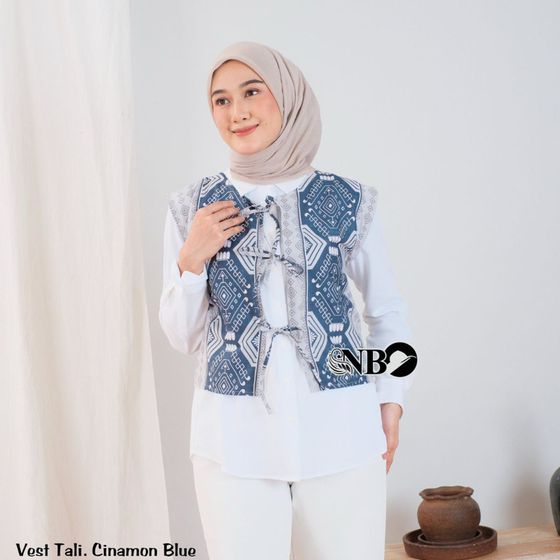 Vest Batik Wanita Rompi Batik V-neck Atasan Wanita Outer Batik Kekinian Motif Songket