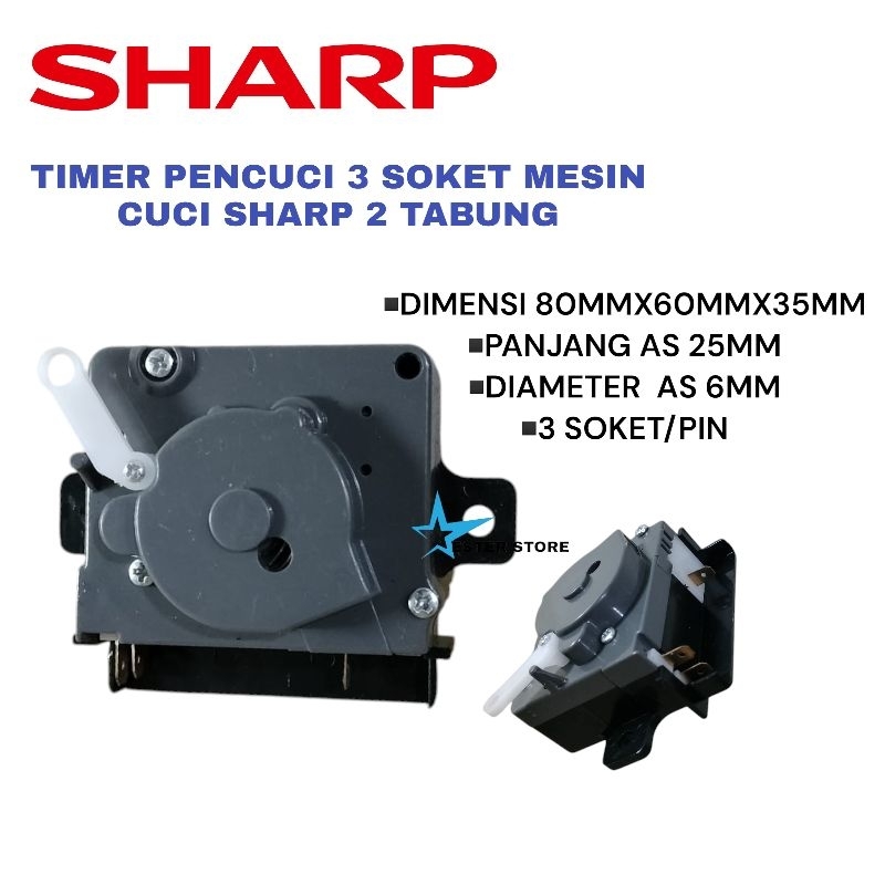 Timer Sharp ES-T65M timer pencuci mesin cuci Sharp 3 soket/skun