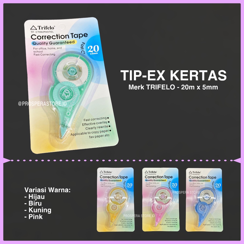 

TipEx Kertas / Correction Tape Trifelo 20 x 5mm - Tipe X / Tip Ex