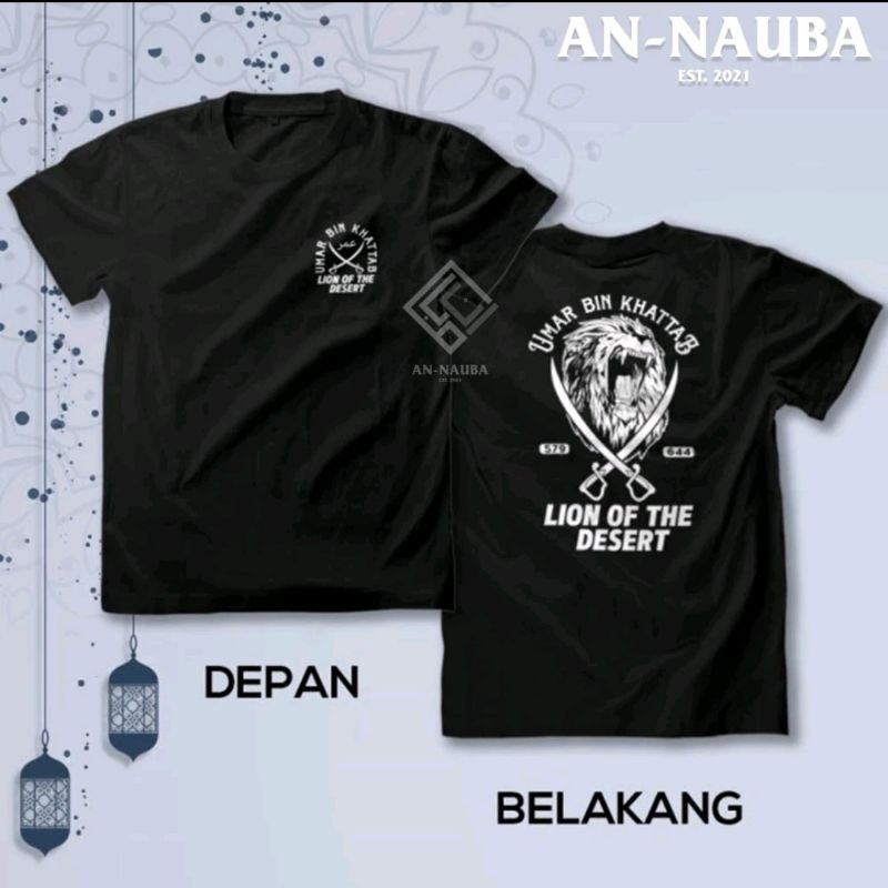 Kaos Umar Bin Khattab Lion Of The Desert Depan Belakang