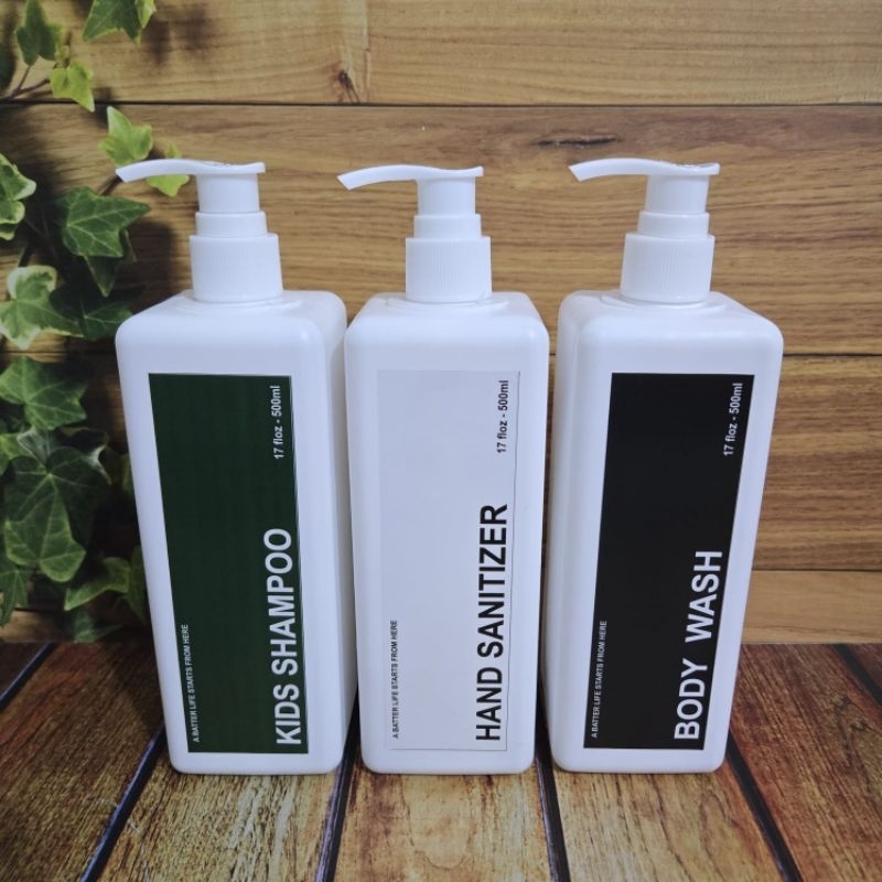 BOTOL REFIL 500ML PUMP ISI ULANG WARNA PUTIH KOTAK / BOTOL PUMP ISI ULANG SABUN CAIR 500ML KOTAK PUT