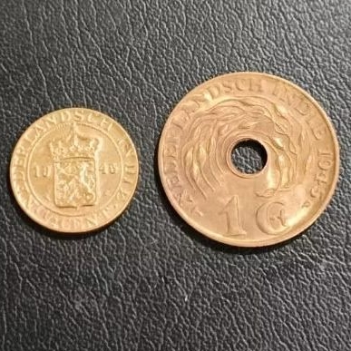 SC7 Set 2 keping koin kuno Netherland indie ½ & 1 cent