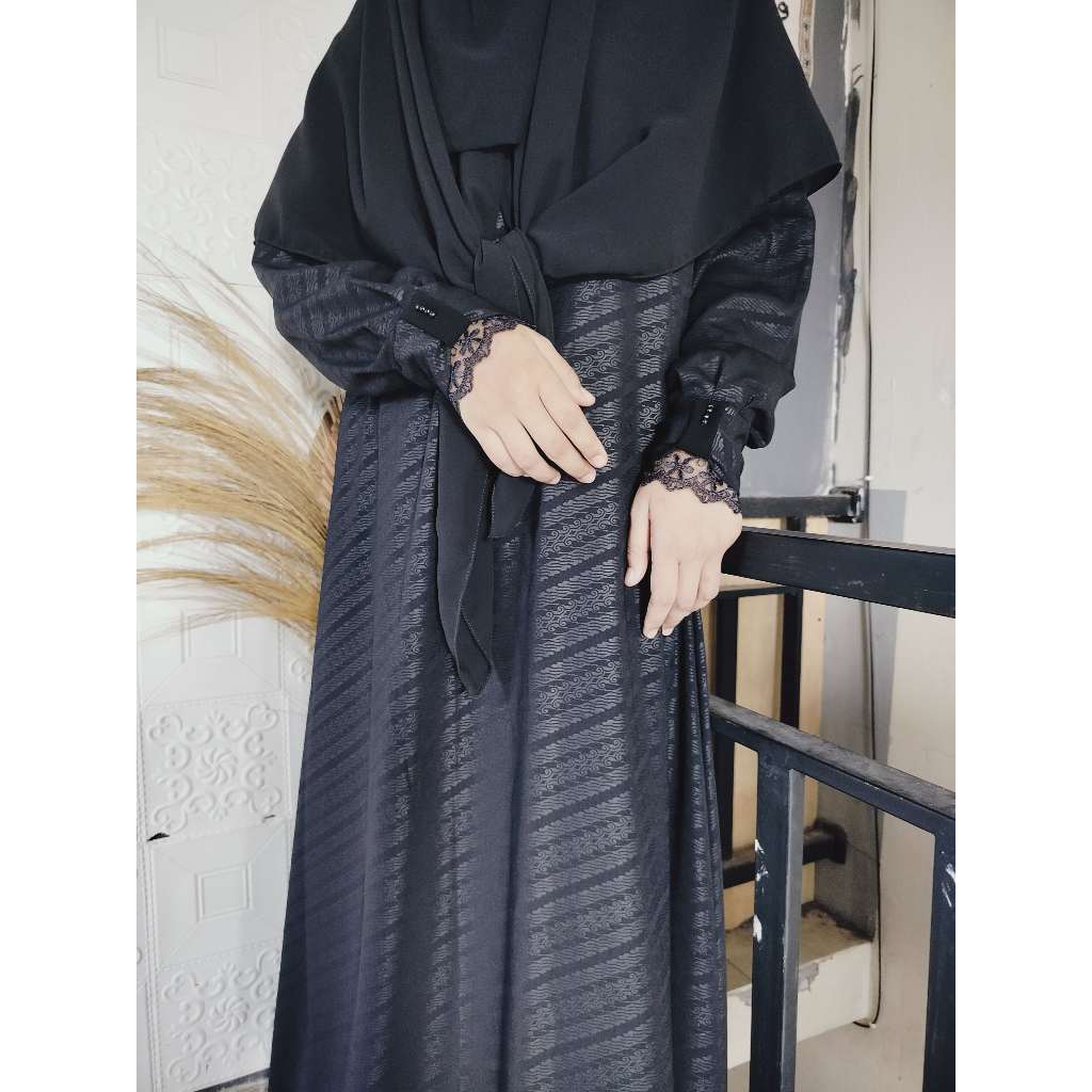 PROMO gamis abaya arab -Abaya Arab terbaru -gamis hitam embos motif-dress muslimah