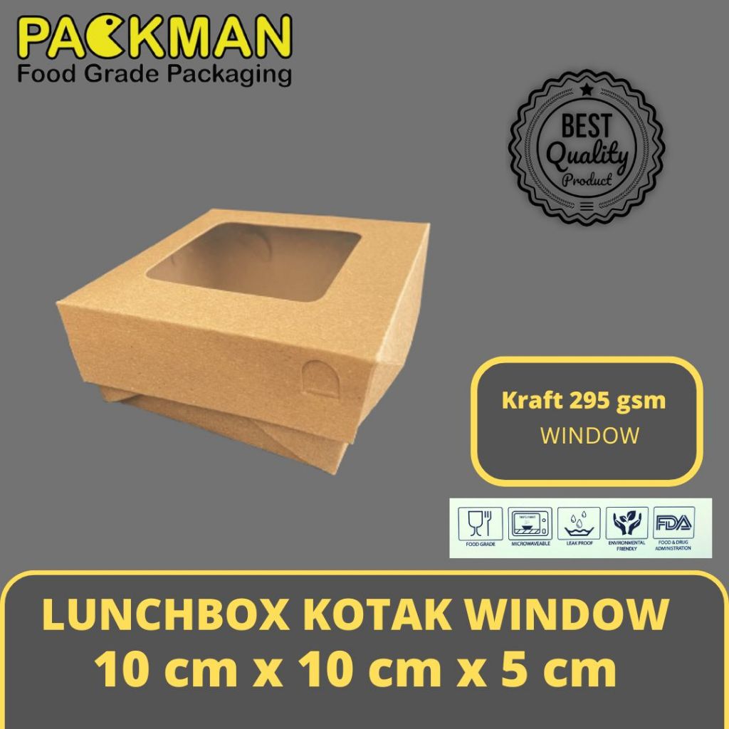 

LUNCHBOX S KOTAK WINDOW 10x10x5 / BOX DONUT ISI 1 / BOX DIMSUM - KRAFT WINDOW LAMINASI