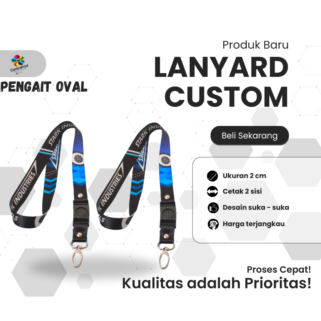 

Lanyard Printing Custom Kait OVAL Cetak 2 Muka Lebar 2 Cm