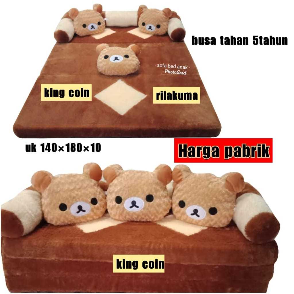 Kasur Lipat Sofa Bed Bulu Rasfur Karakter Anak Free Bantal Guling