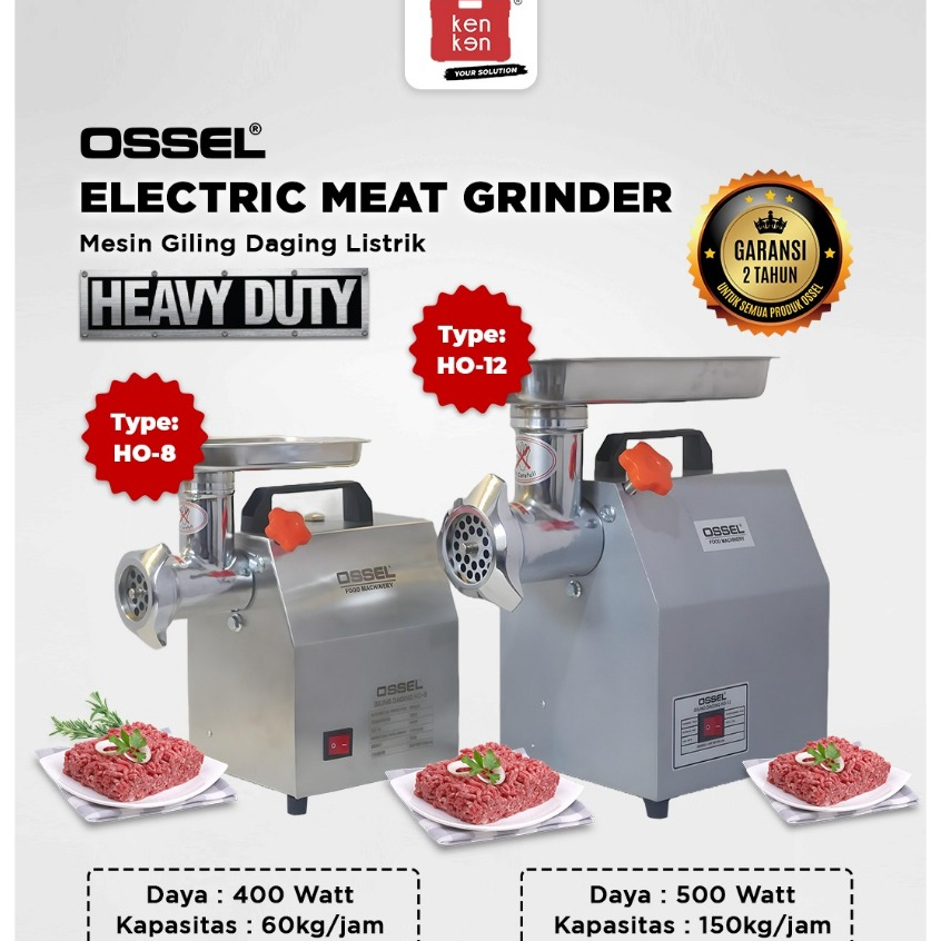 OSSEL Mesin Giling Daging Meat Grinder Heavy Duty Penggiling Daging Listrik HO-8 HO 8 OSSEL