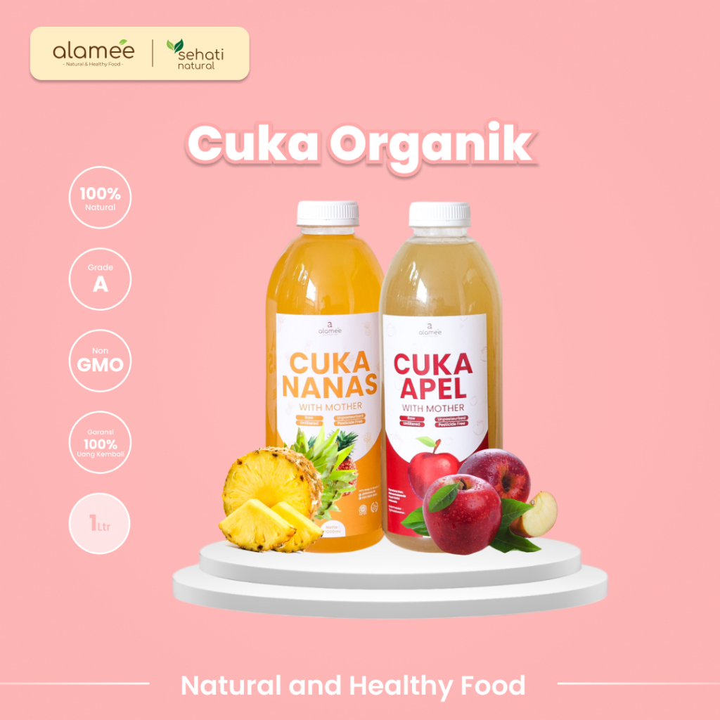 

ALAMEE Cuka Apel Nanas Original Vinegar With Mother Premium Organik Pine Apple Cider Vinegar 1 liter