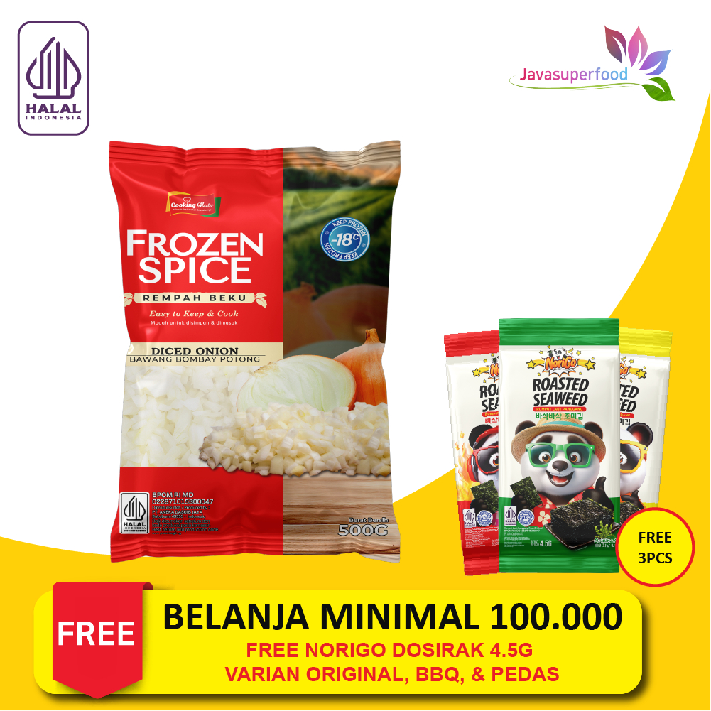 

Onion Dice / Bawang Bombay Potong / Bombay Iris / Rempah beku / Frozen spice / Frozen Vege 10x10mm 500gr