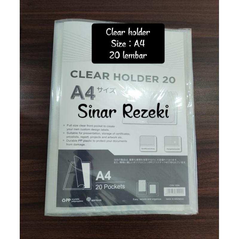 

20 lembar!! A4!! Clear holder 20 lembar/map file plastik sekat/clear holder