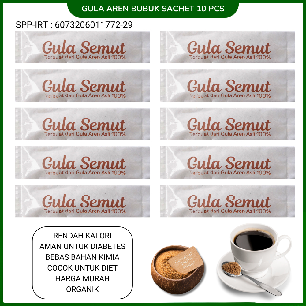 

Gula Aren Semut Asli Sachet Bubuk Brown Sugar 10 Sachet