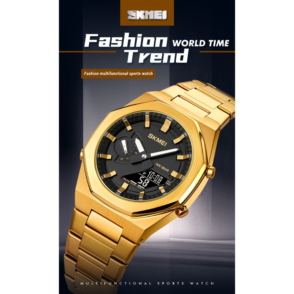 SKMEI 1816 Original Jam Tangan Dual Time Stainless Steel Tahan Air