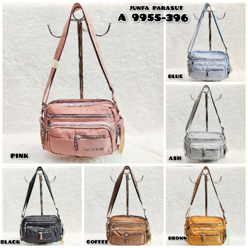 TAS SELEMPANG JUNFA MODE 9955-396 BAHAN PARASUT POLOS WATERPROOF