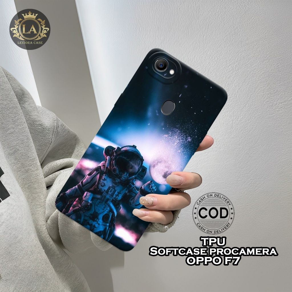Case OPPO F7 Terbaru - Leviora Case - Fashion Case Astronot - Softcase OPPO F7 - Case Pro Camera - C