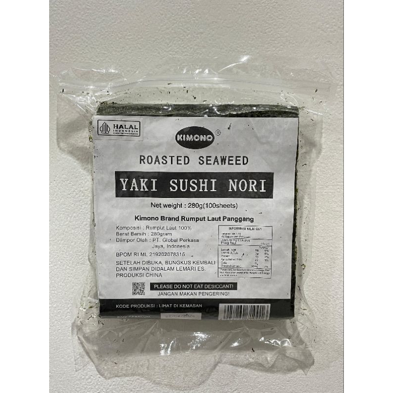 

SUSHI NORI MERK KIMONO ISI 100 LEMBAR PREMIUM QUALITY GRADE B | DRIED SEAWEED 250 GR | HALAL {K}
