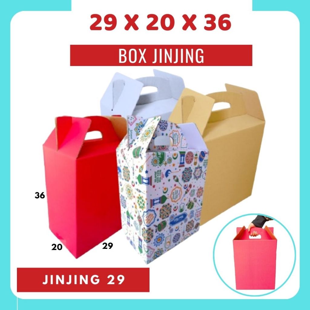 

Box 29x20x36 cm (Jinjing) Gable Box Tenteng/Handle/Kardus/karton/Polos/buah/hampers