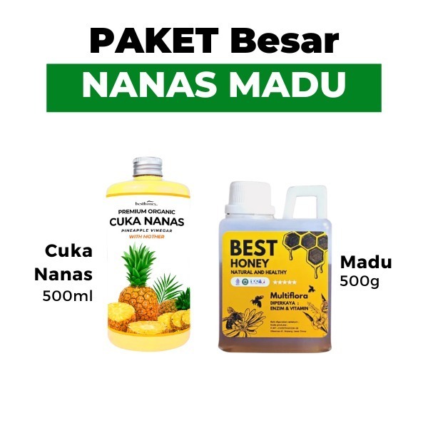 

Paket Bundling Diet Sehat - Detox Asam Urat - Cuka Nanas dan Madu Multiflora - 250 ml - 500 gr Asli