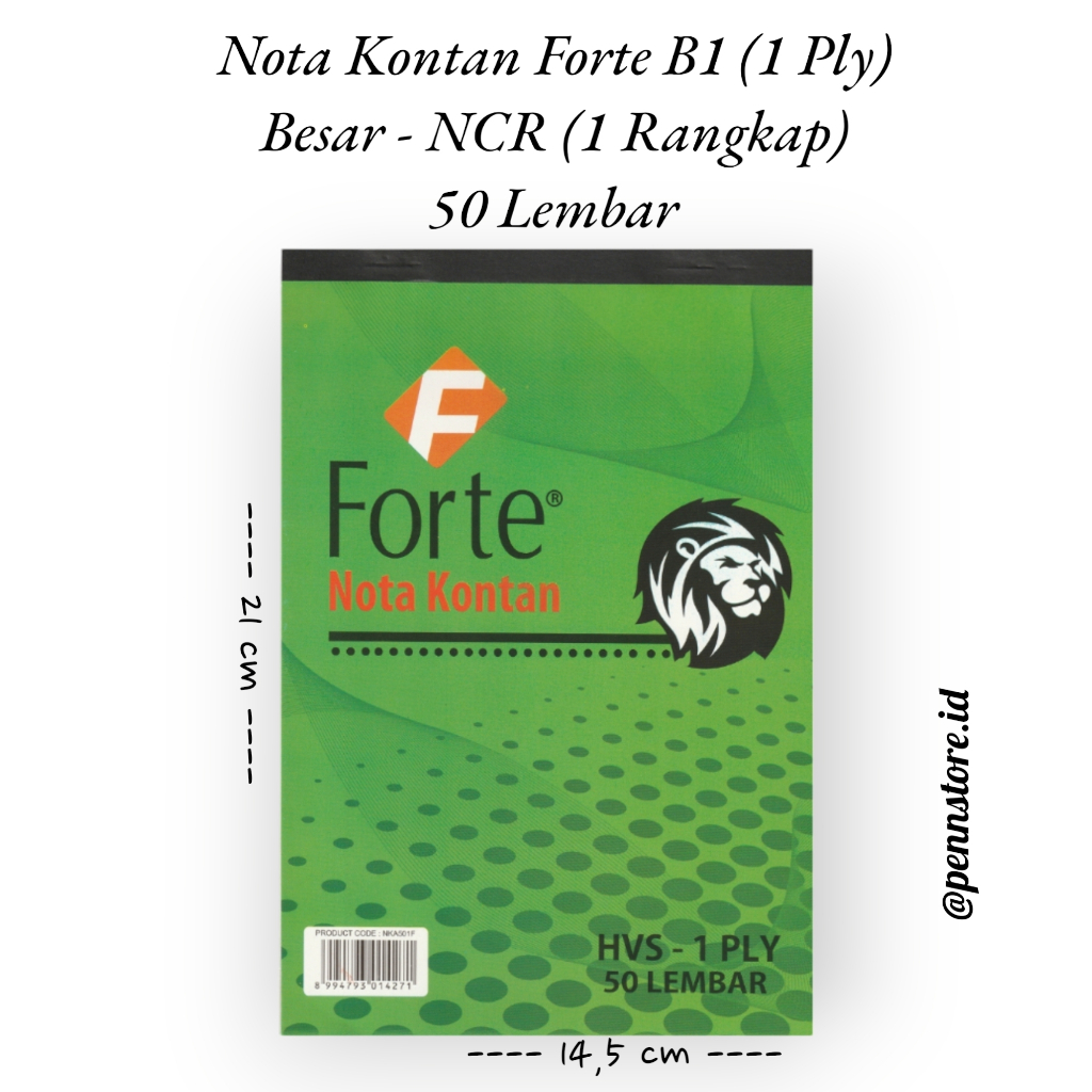 

(pcs) Nota Kontan Forte B1 (1 PLy) Besar - NCR (1 Rangkap) 50 Lembar