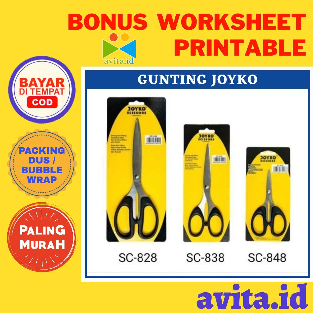 

avita.id Gunting Merek Joyko Besar, Tanggung, Kecil / Gunting Joyko Kecil SC 828 / Gunting Sedang SC 838 / Gunting Besar SC848 Joyko Big Scissor Medium Scissor Small Scissor Gunting Joyko 828 / Gunting Joyko 838 / Gunting Joyko 848