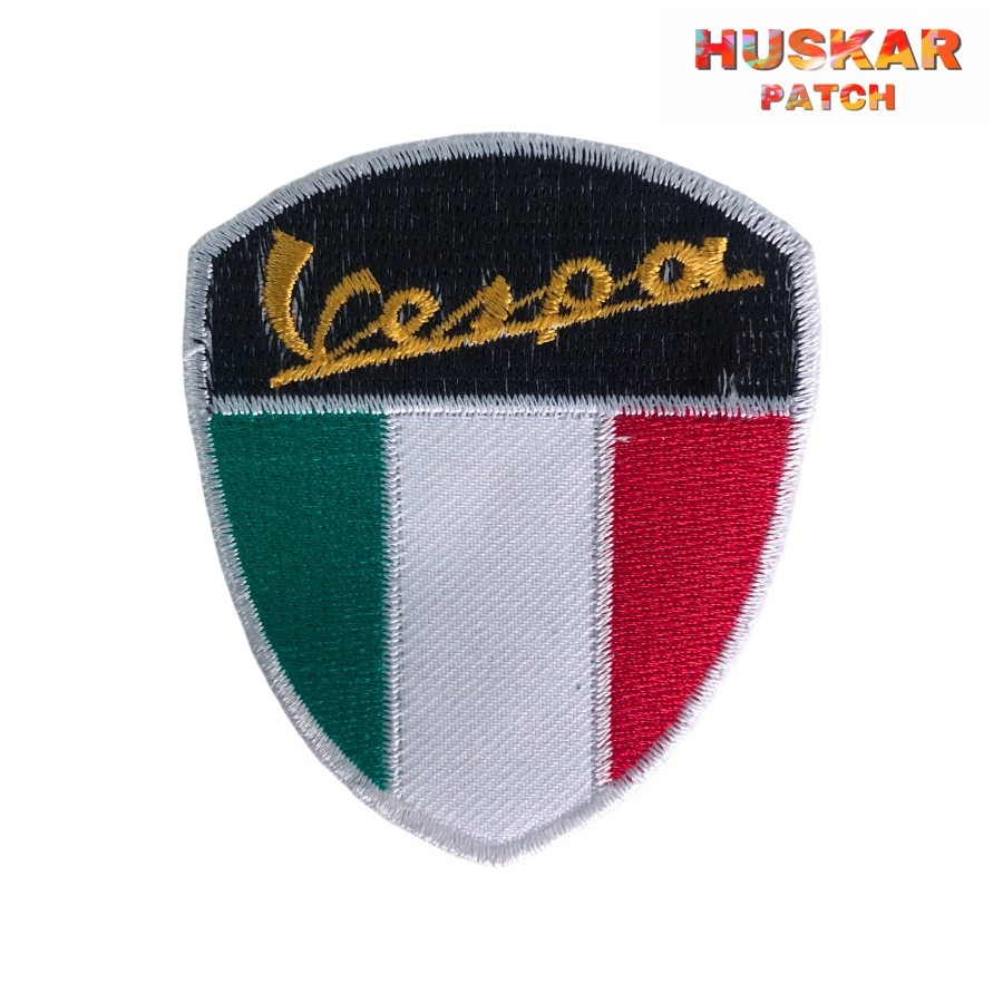 PATCH BORDIR EMBLEM BORDIR JAHIT VESPA PIAGGIO ITALIA AKSESORIS EMBLEM BORDIR