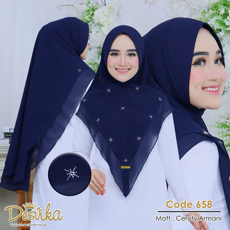 Jilbab instan DC 658 Khimar ceruty Babydoll laser cutting by desvika hijab wanita muslim