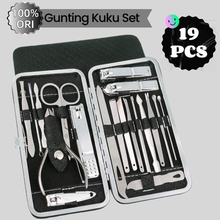 Gunting Kuku Set Lengkap 19pcs Manicure Pedicure Set/Alat nail art lengkap/Pemotong Kuku/Potongan Ku