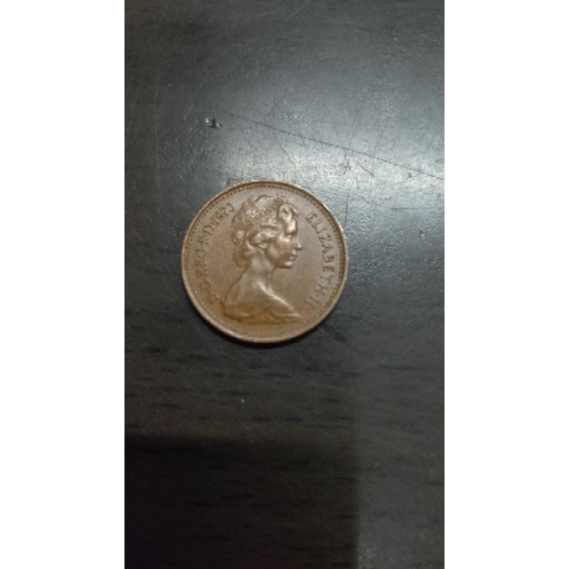 Koin kuno Elizabeth II - 1 New Penny tahun 1973