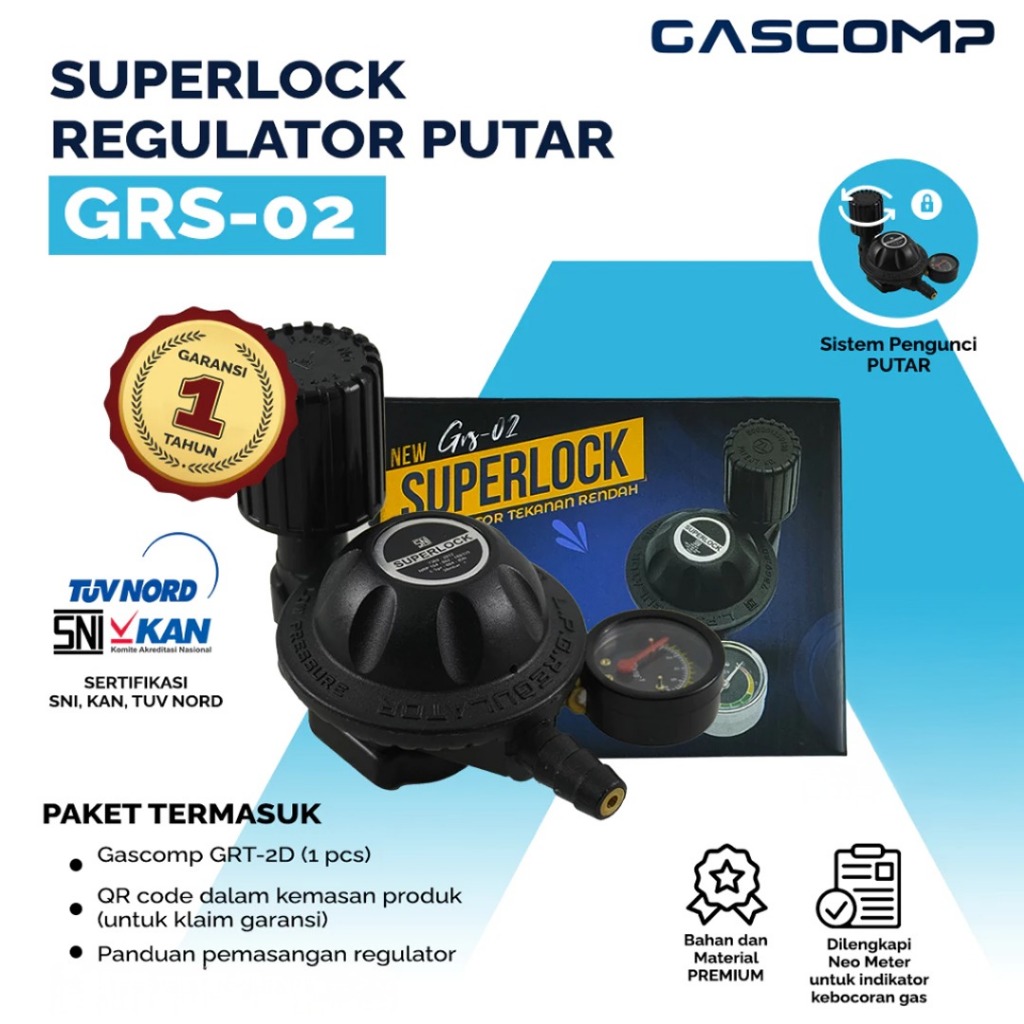 GASCOMP - Regulator Meter Superlock Putar (GRS-02)Regulator Gas Superlock Regulator Gas Aman Regulat