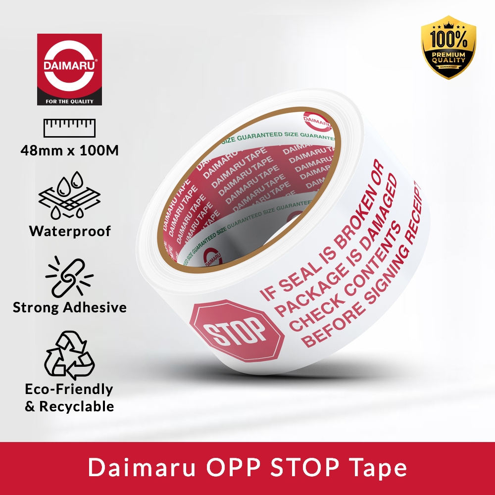 

Daimaru OPP Printed Tape Lakban Stop Warna Putih 72 mm x 100 meter