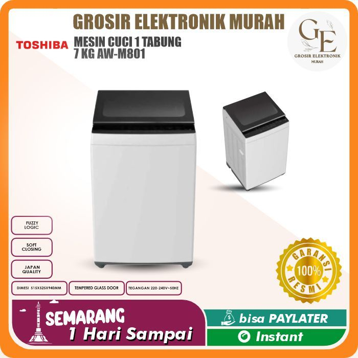 Toshiba Mesin Cuci 1 tabung 7 kg AW - M801 / Mesin cuci toshiba