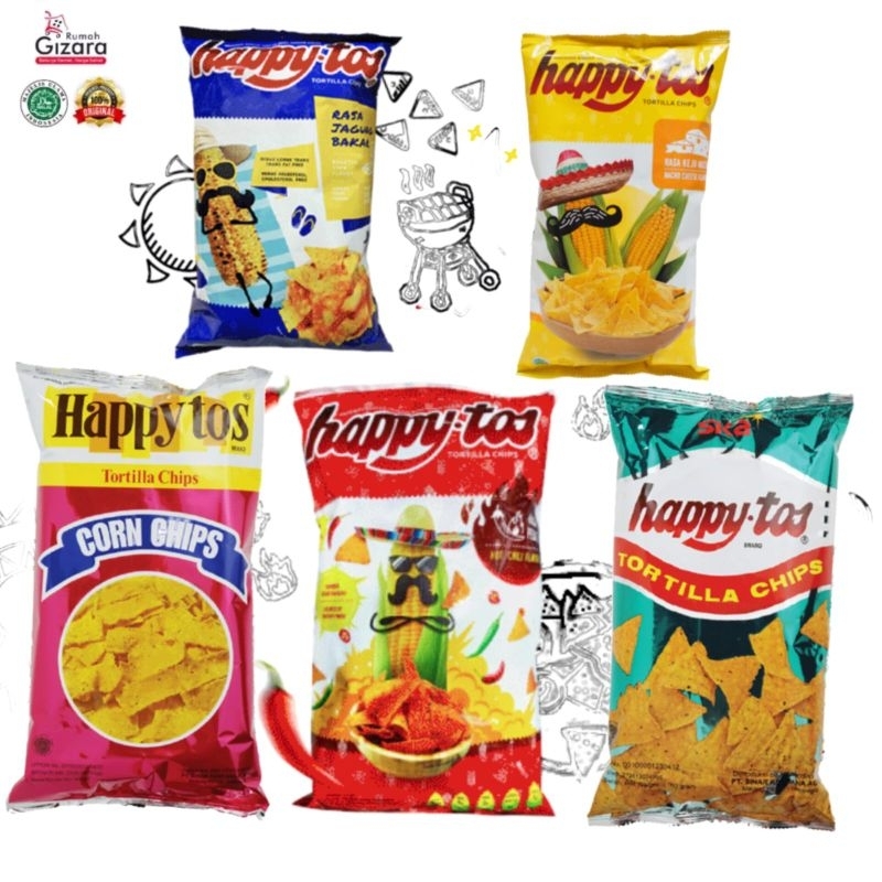 

Happytos Snack Tortila Chips Merah 140 Gram Keripik Jagung Happy Tos