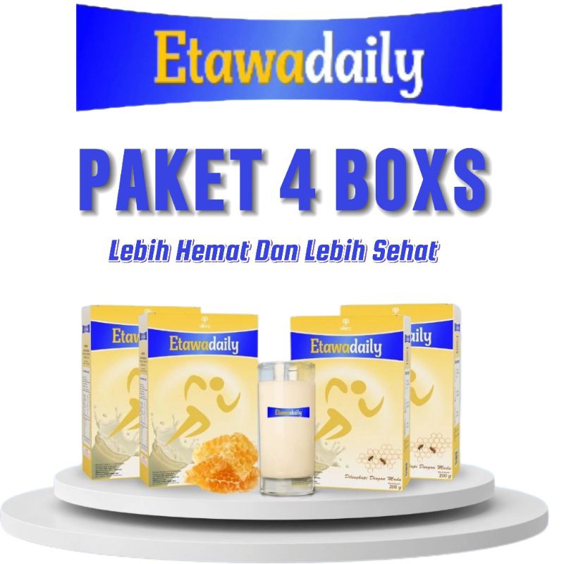 

Etawadaily PAKET 4 BOXS Susu kambing etawa terapi sendi dan tulang/ Susu kesehatan / Susu herbal/susu etawa