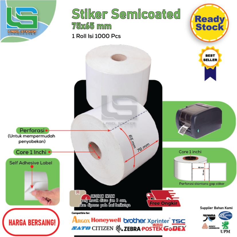 

LABEL STIKER BARCODE 100x75MM DIRECT THERMAL 10X7.5 CM THERMAL 100X75 MM 1000 PCS