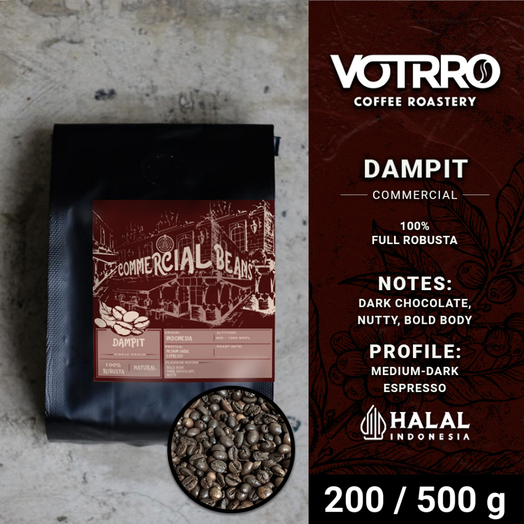 

Biji Kopi 100% Full Robusta Dampit Roasted Commercial - 200 gr