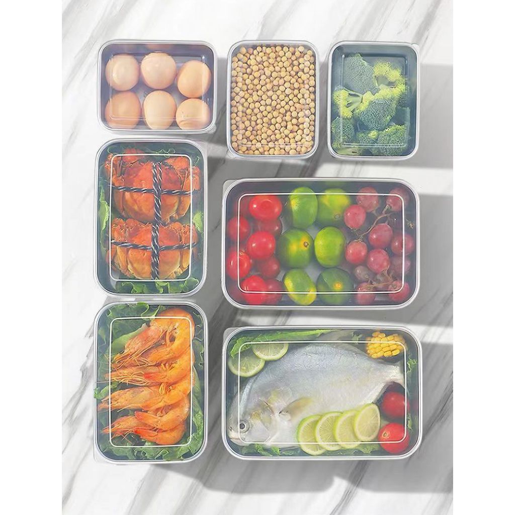 BAKINDO Tempat Wadah Makanan Stainless steel Sama tutup Plastik Kontainer Makanan Sayuran Food Box S
