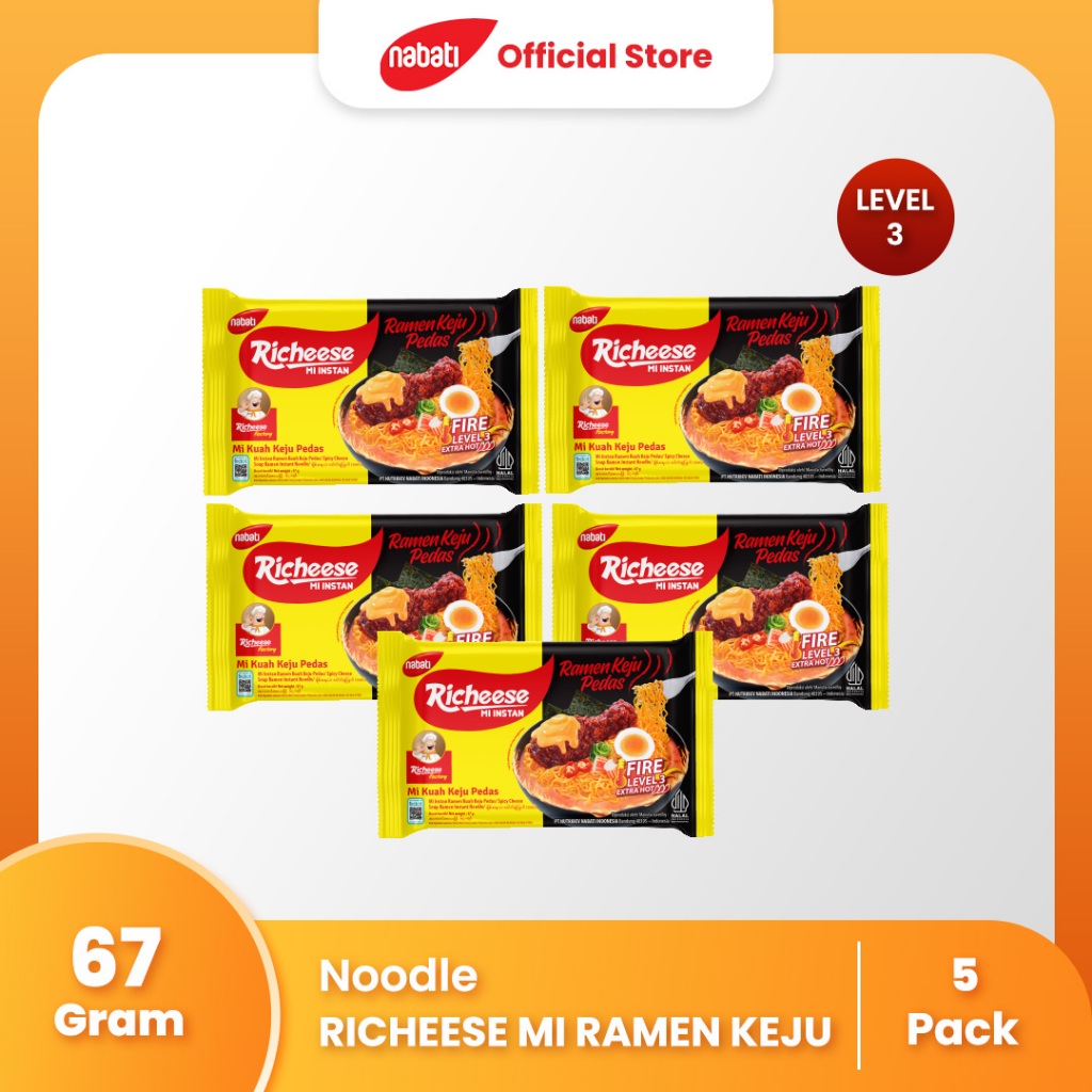 

Richeese Mie Ramen Keju 67gr Level 3 (PAKET ISI 5)